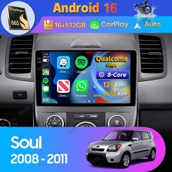 Android 16 Carplay Auto For Kia Soul AM 2008 2009 - 2011 Car Radio Multimedia 2 Din Stereo Player Video GPS Head Unit BT WFI+4G