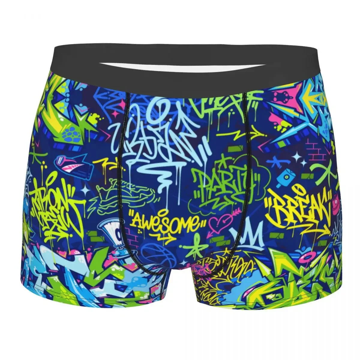 Abstract Urban Style Hiphop Graffiti Street Art Boxer Shorts For Men 3D Printed Underwear Panties Briefs Soft Underpants