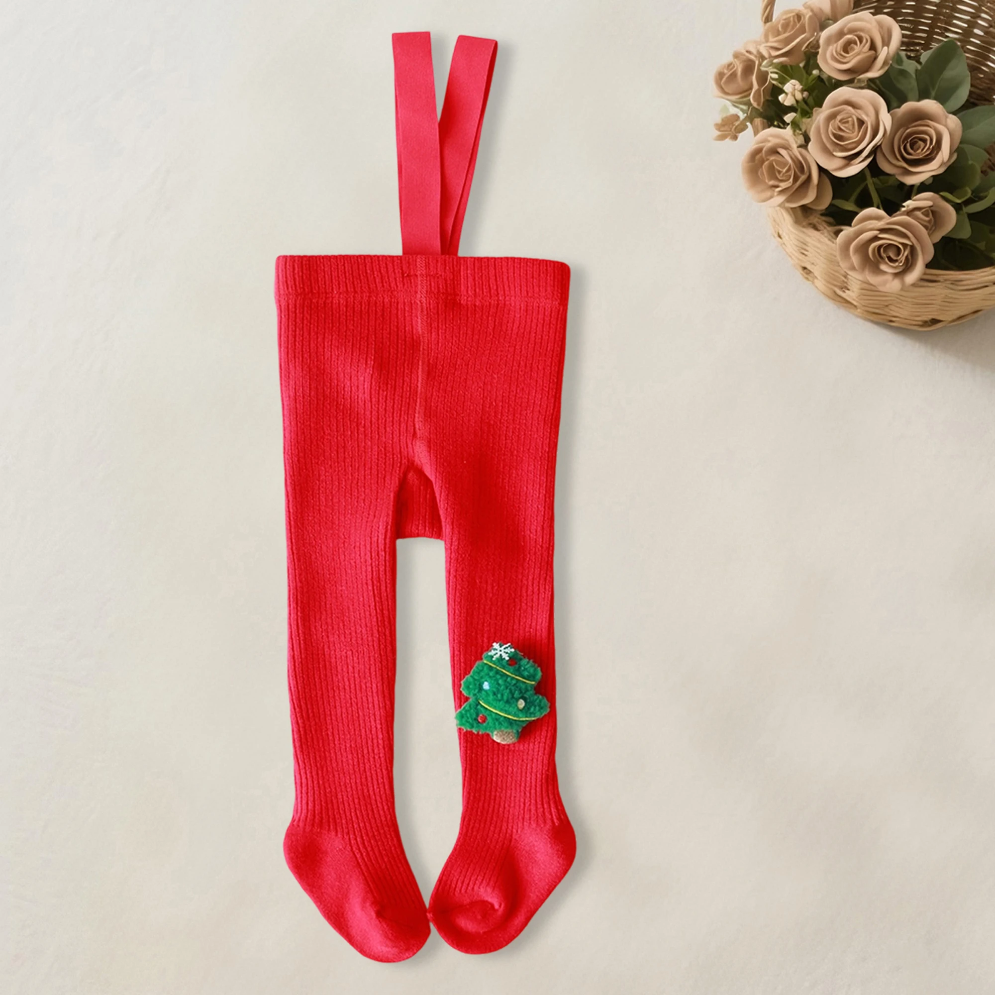 طفل الفتيات الشتاء عطلة متماسكة طماق دافئ دافئ بسط السراويل احتفالي عيد الميلاد مرونة الخصر الجوارب طماق #4