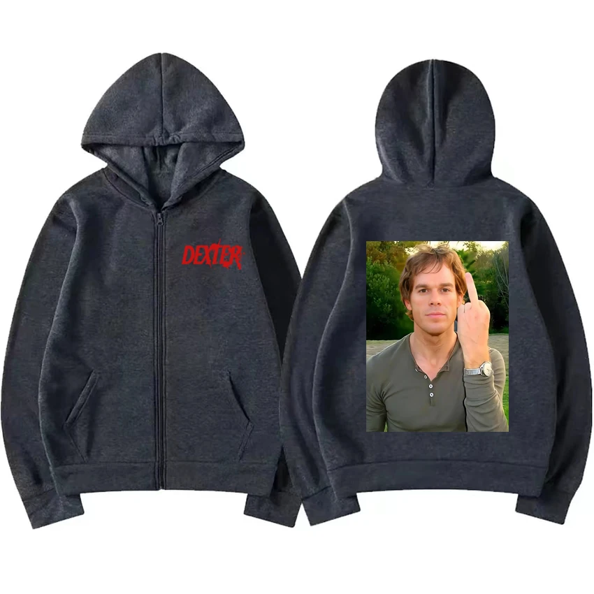 Dexter Morgan retournement classique sweat à capuche avec fermeture éclair 2025 manteau hommes femmes vintage surdimensionné Streetwear unisexe polaire veste zippée