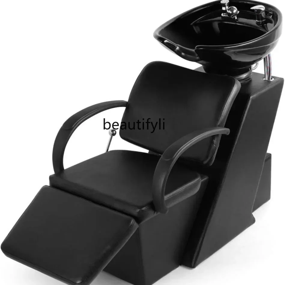 

Barber Shop for Hair Salon Shampoo Chair Lying Half Beauty Salon Bed Ceramic Basin