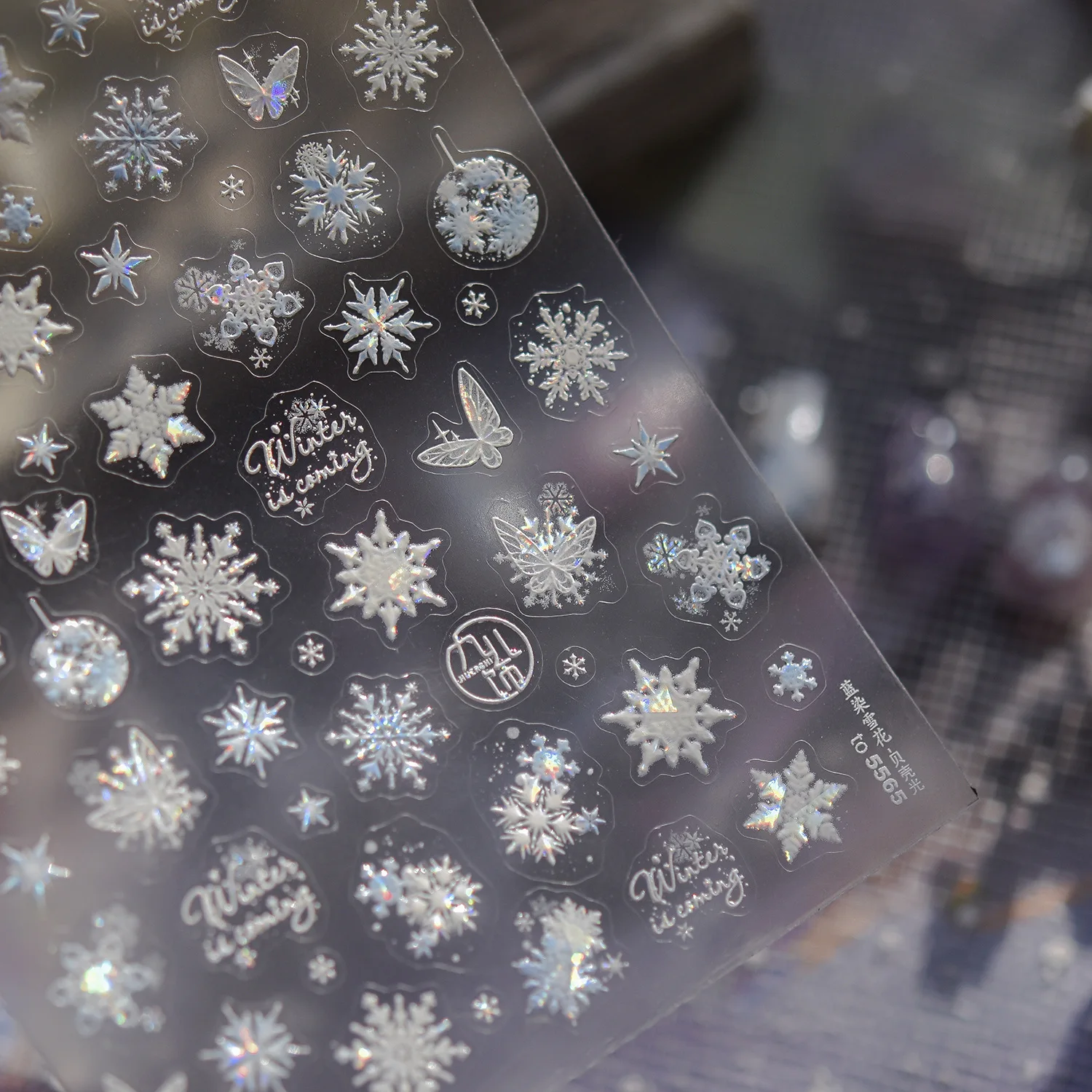 Esqustici adesivi per unghie farfalla fiocco di neve 5D Shell Light Winter Dreamy Nails Art Decor Stickers Decalcomanie per unghie Capodanno fai da te
