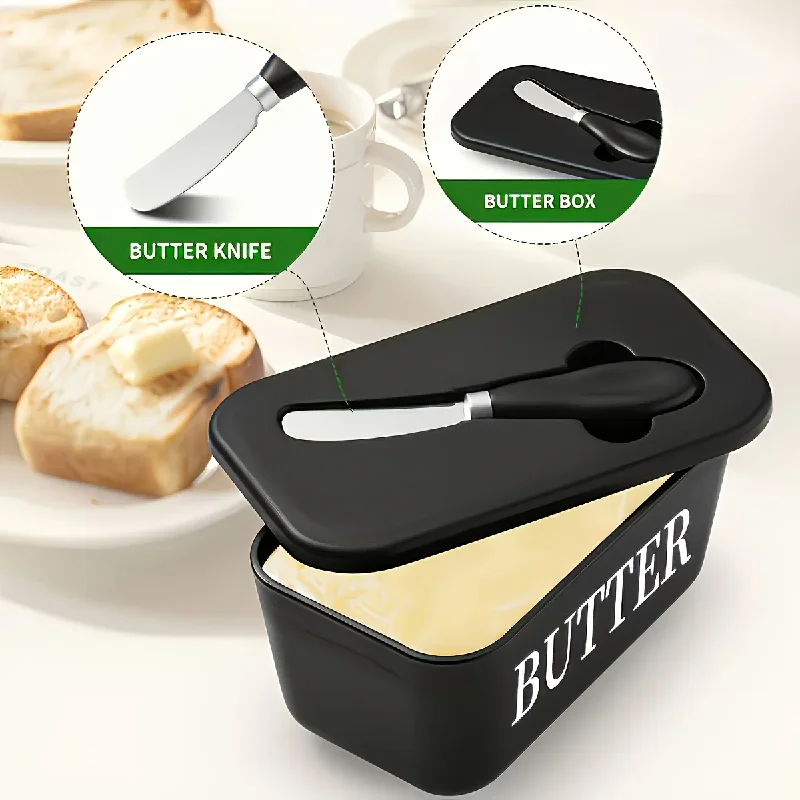 

Butter Box Set with Lid for Refrigerator Storage Easy to Clean Surface Ideal for Hotels Homes Restaurants Butter Dish Serving