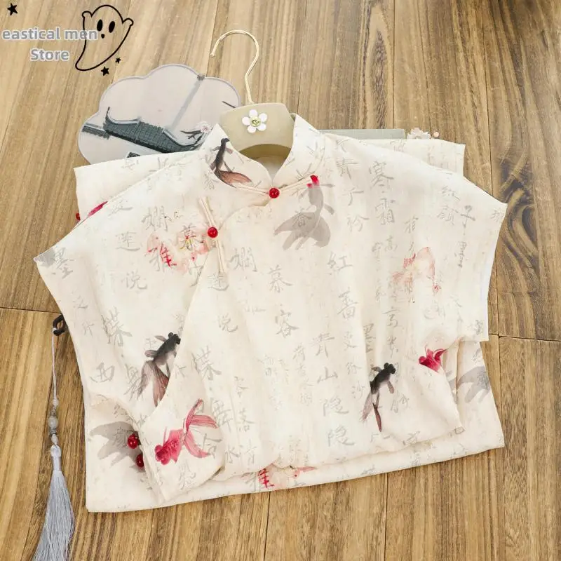 Tradition Chinese Style Print Dress Female Elegant Qipao Female Vestidos Improved Chinese Dresses Mandarin Collar Chesongam