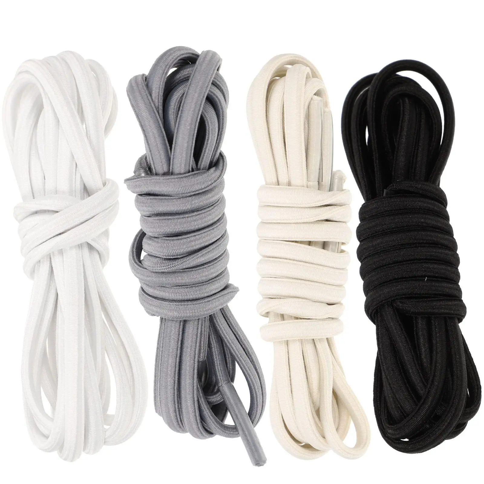 4 Pairs Free Elastic Shoelaces Easy to Insert Straps Elasticity High Rubber Replacement