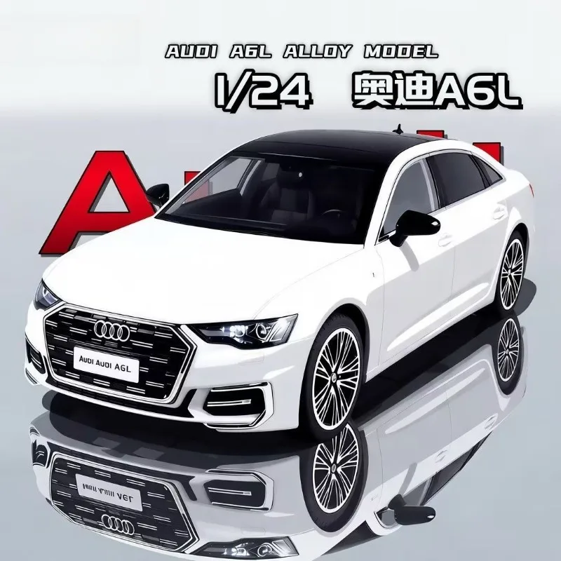 

1:24 Audi A6L Diecast Alloy Sedan Model 6 Openable Parts Sound Light Pull Back for Car Collectors Hobby Display