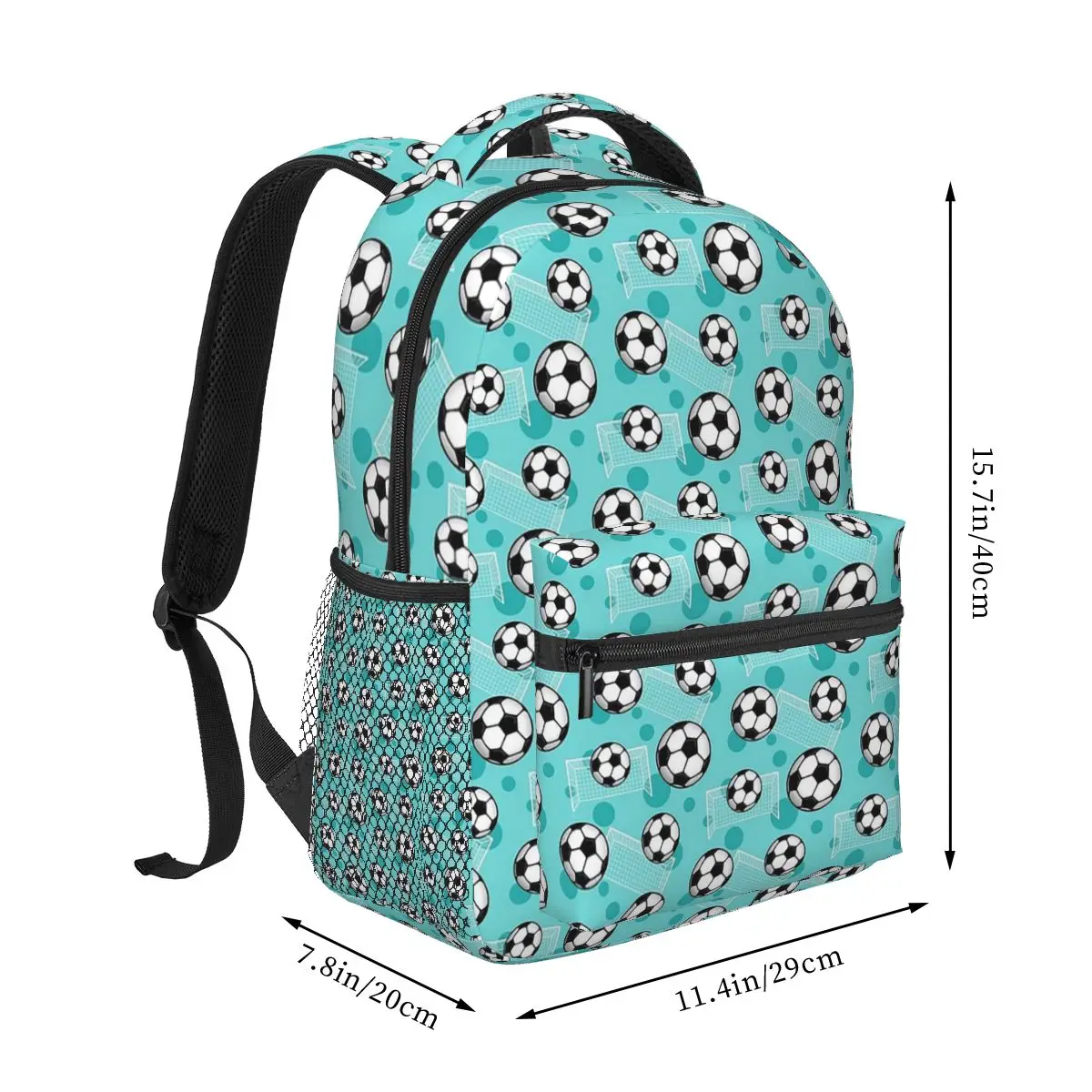 Soccer Ball And Goal Teal Pattern - Teal Soccer Backpacks Boys Girls Bookbag Children School Bags Kids Rucksack Shoulder Bag