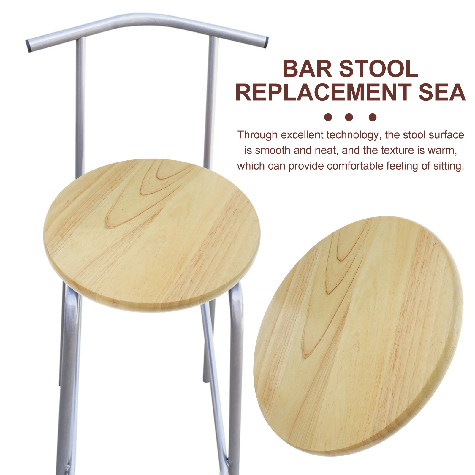 

Natural Wood Round Seat Replacement Bar Chair Cover Solid Surface Restaurant Office Home Use Chair Repair Part Canteen