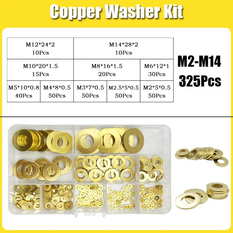 Messing-Unter leg scheibe und massive Messing-Kupfer-Sechskant-Unter leg scheibe Flach dichtung Reiner Kupfer ring Messing-Sechs kant muttern M2-M14 für Schrauben bolzen – Detail 9