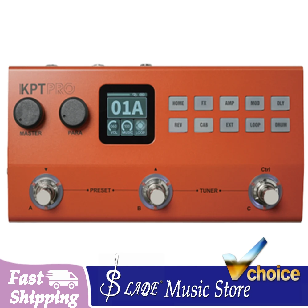M-VAVE KPT PRO Guitar Bass Processor Multi-Effects Pedal IR Cabinet Sim Looper Drum Bluetooth Rechargeable for Live & Recording