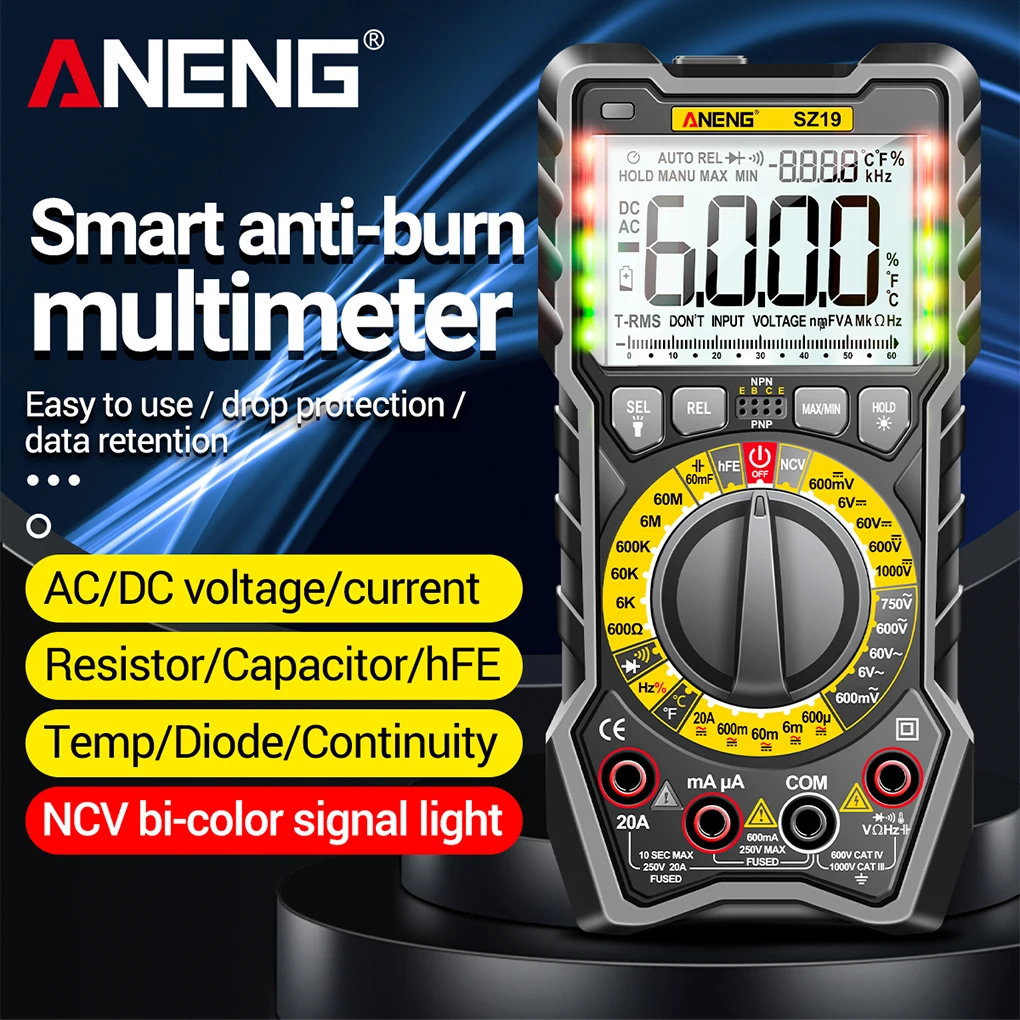 ANENG Multimeter Ammeter Tester Professional Voltmeter Gauge Black