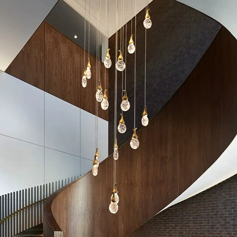 Eggplant Shape Crystal Chandelier Luxury Long Ceiling Pendant Light For Staircase Loft Villa Living Room Showroom image 2