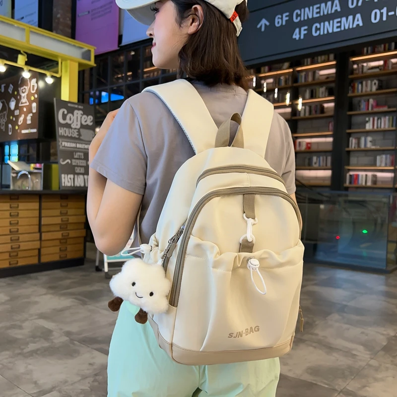 Nylon Color Matching Backpacks Large Capacity Casual Versatile Durable Schoolbags for Women 2024 Fashion Simple Hot Sale