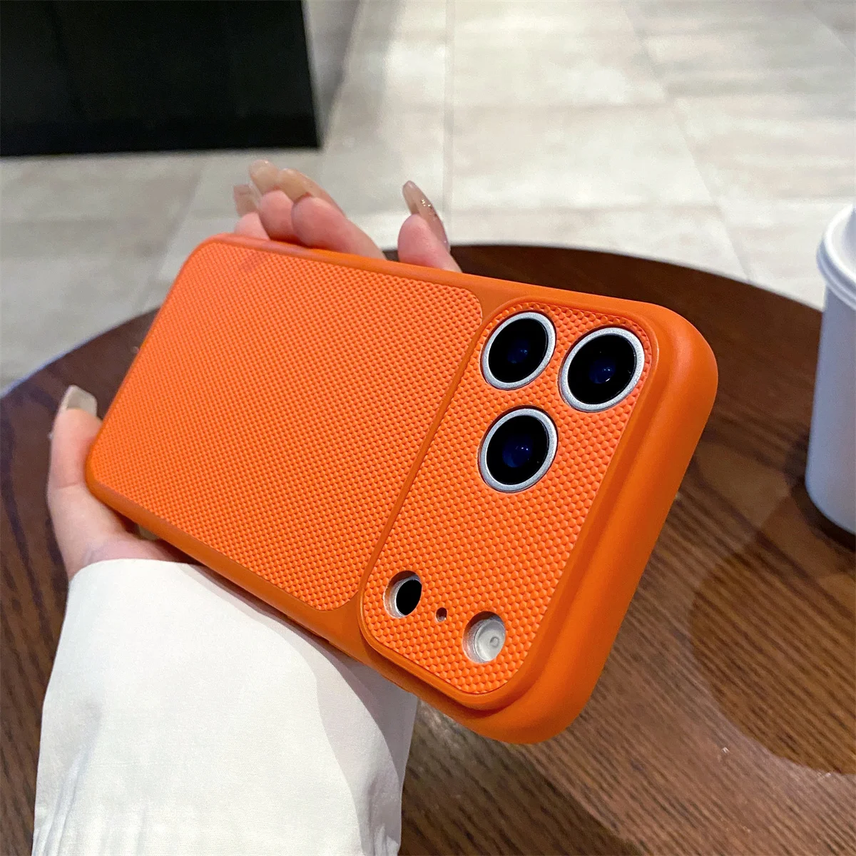 Einfache Lichee-Muster-TPU-Leder-Soft-Telefonhülle für iPhone 17 16 15 14 Pro Max 17 16 15 14 Pro Matte, stoßfeste Rückseite