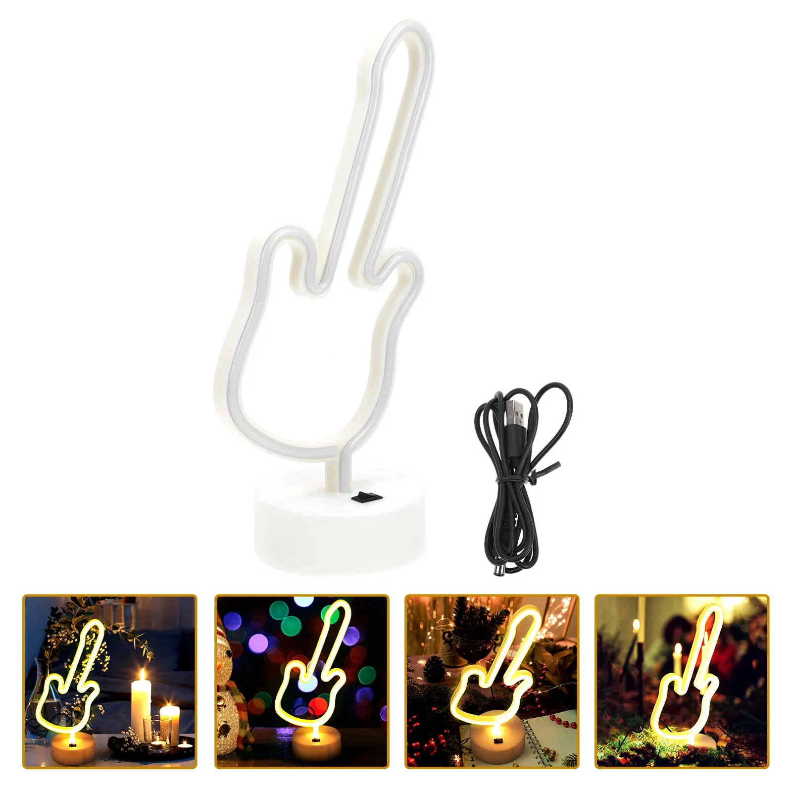 Guitar Neon Light Creative LED Night Light Scene Decor Delicate Guitar Modeling Lamp Home Party Room Festival Glow