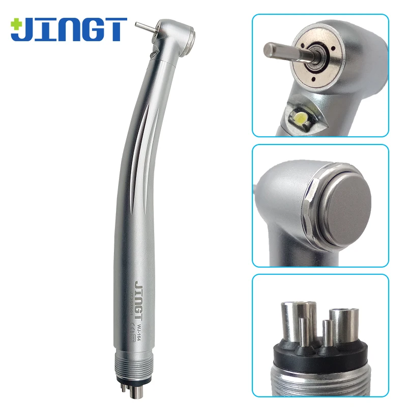 

JINGT Dental Handpiece Press Type High-Speed Turbine 4 Hole/2Hole Drill with Light 3 Water Spray Dental Tools