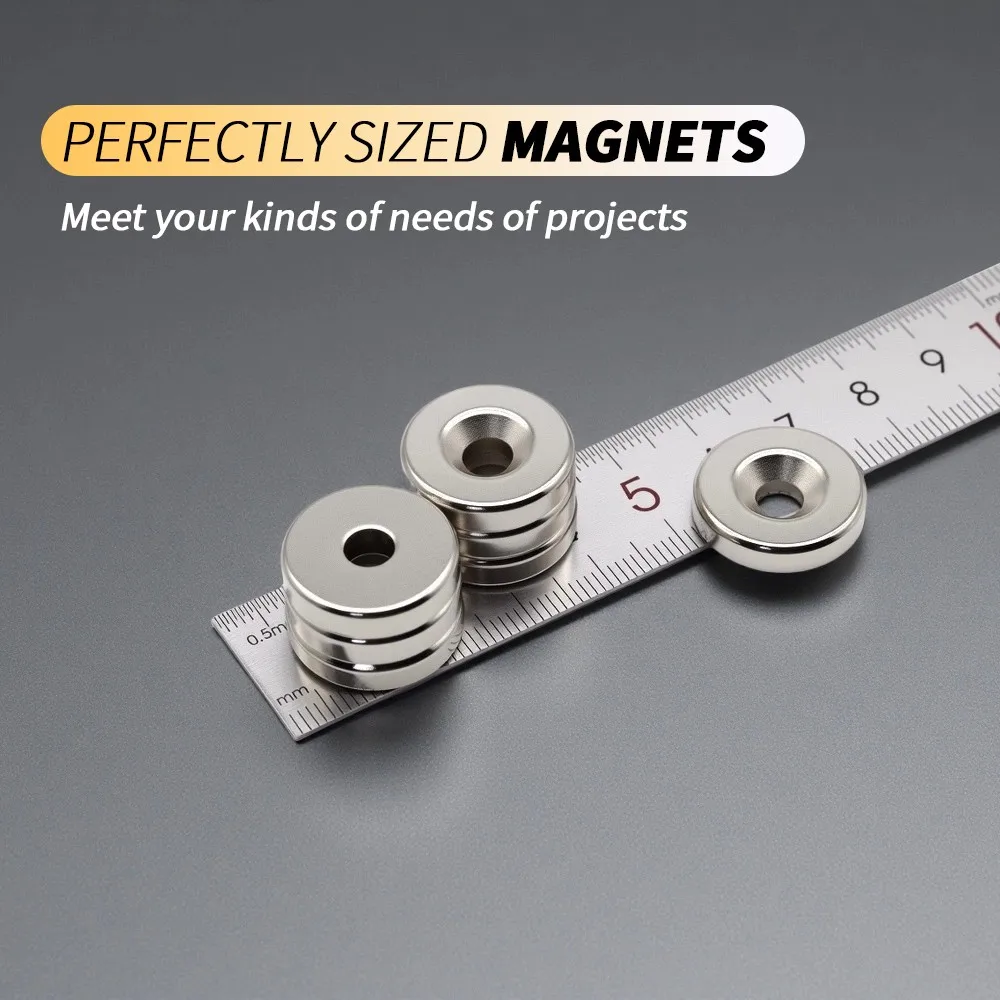 20x5-5mm Round Countersunk Hole Neodymium Magnet Disc Magnets With Screw Hole for Mounting Tool Holder DIY Workshop Fixing