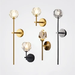 Nordic Luxury Crystal Wall Lamp Bedroom Bedside Background Light Modern Decoration Corridor Lighting Aisel Sconce Led  Indoor