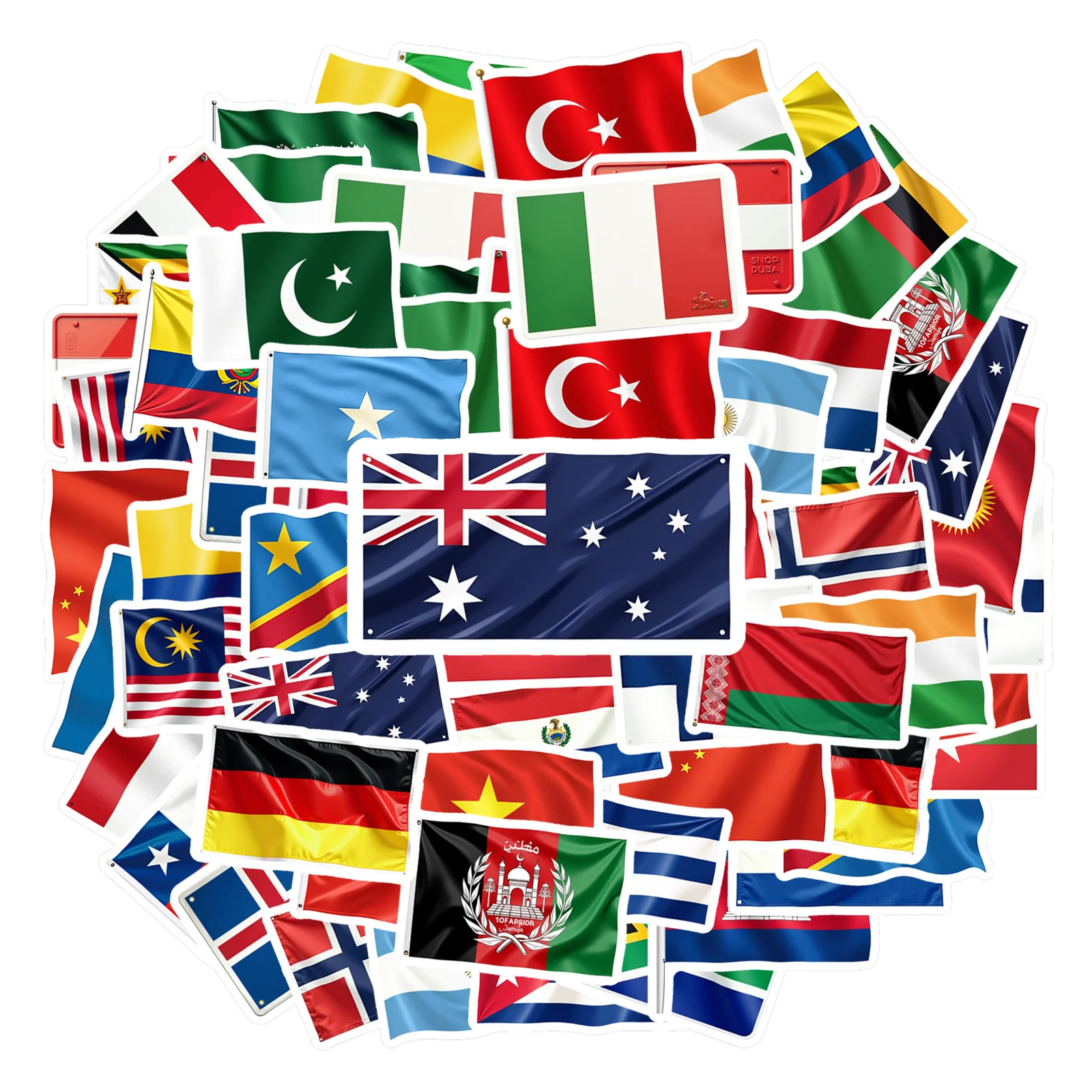 35pcs Minimalist Countries Stickers Modern National Flags Stickers Graffiti Decals For Guitar Laptop Helmet Guitar