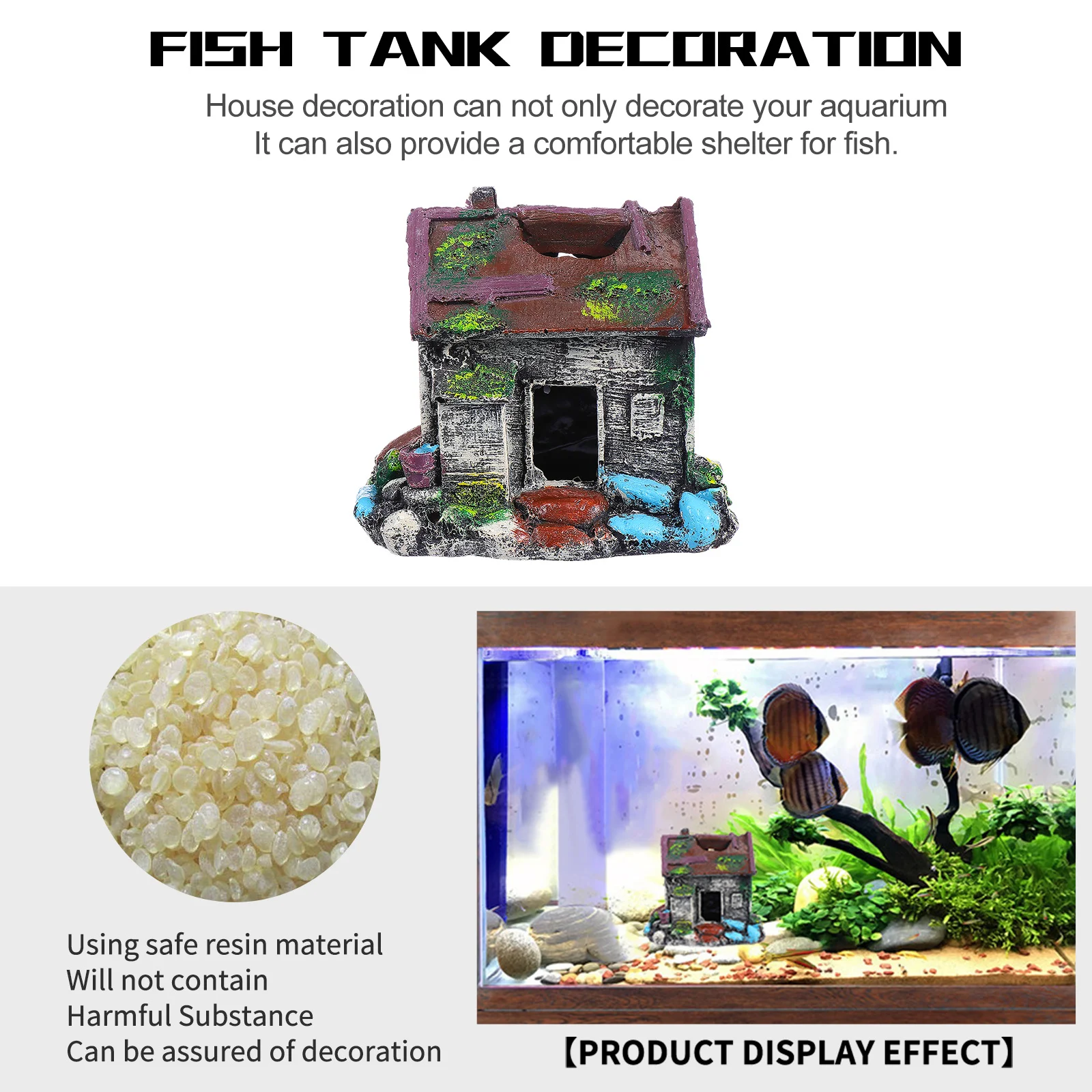 

Aquarium Ornament Realistic Fish Landscaping Hiding Cave Fish Shelter Resin Aquarium Decoration Hiding Cave Craft