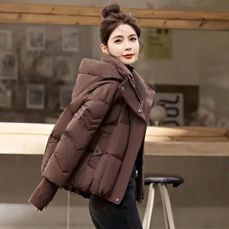 

2026 Autumn Winter Parkas Fashion Down Cotton Short Jacket Women Hooded Casual Thick Warm Slim Pocket Padded Coat Female T1568