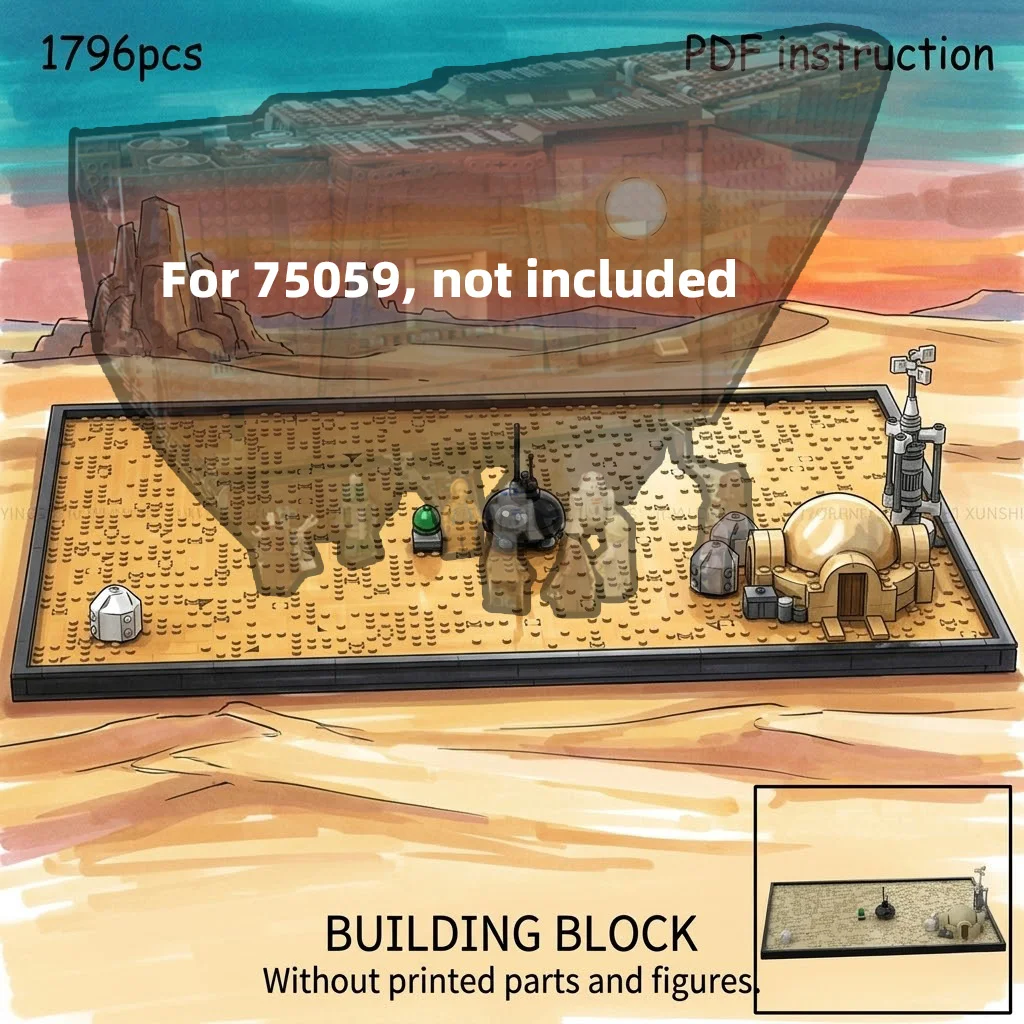 

Sci Fi Desert Base Scene Display Model For 75059 Star Movie Stand Desktop Decoration Birthday Gift Building Bricks Toy