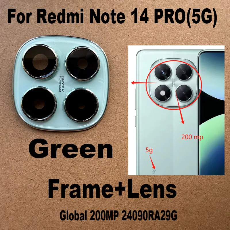 New For Xiaomi Redmi Note 14 Pro 5G Back Camera Lens Glass Rear Camera With Frame Glue Sticker Adhesive Replacement image 3
