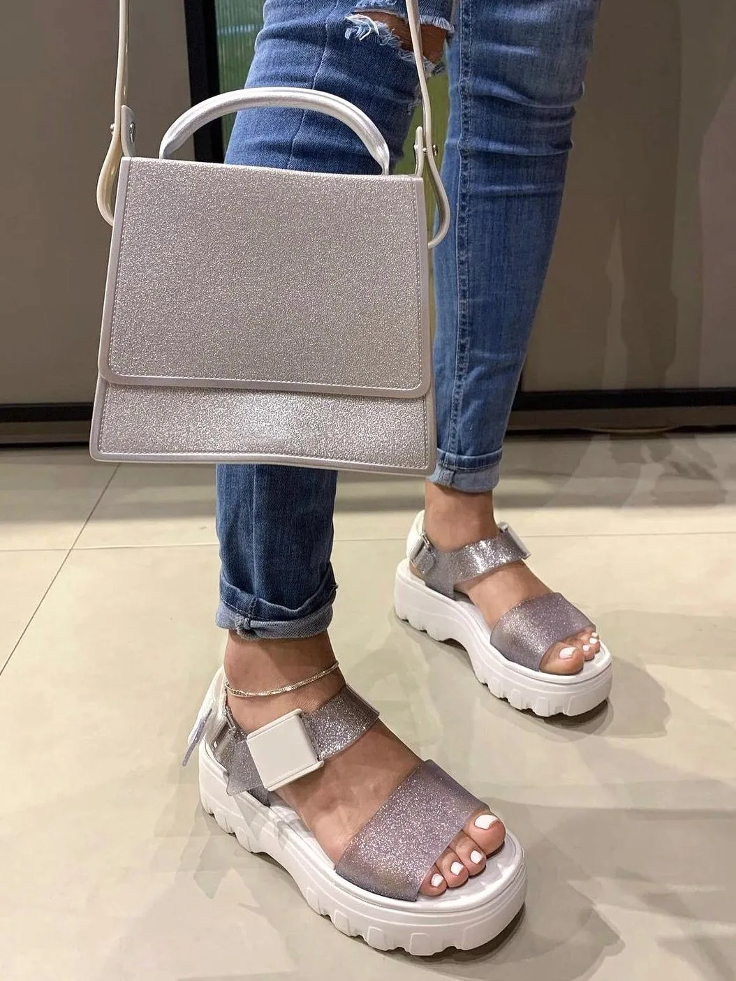 2025 On sale New Women's Sandals Jelly Shoes With Increased Inner Heel Rome Vintage Thick Bottom Sandals Soft Comfortable SM186