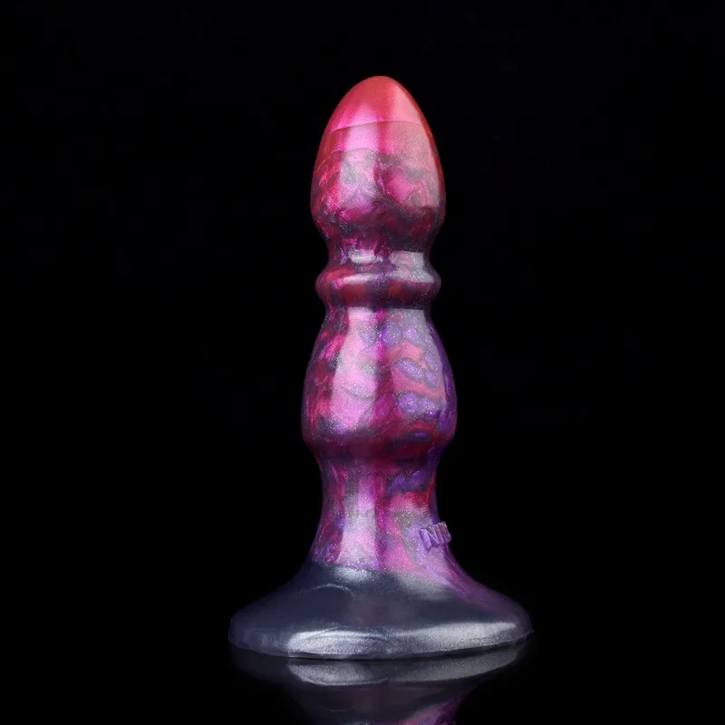 Plug anale a forma di perline Masturbatore in silicone morbido Dimensioni manuali compatte Massaggiatore per stimolazione anale Potente ventosa Novità per adulti