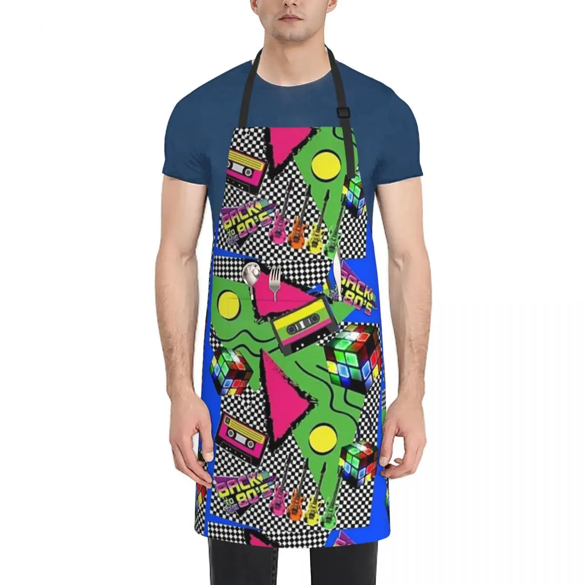 

Neon Eighties Adult Waterproof Apron with Pockets - Easy-Care, Stain-Resistant Apron for Cooking, Baking, and Crafting