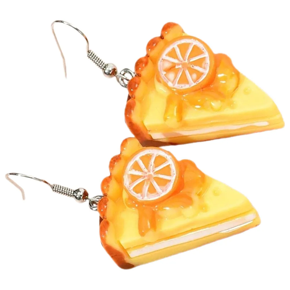 1Pair Cake Earrings Creative Orange Mousse Cake Design Lightweight Funny Dangle Earrings for Women Daily Wear Dating