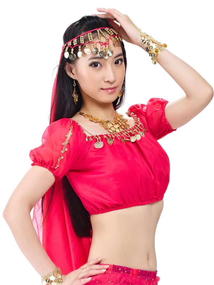 Solid Color Oriental Dancing Festival Tops Women Urban Dance Jazz Sequins Bellydance Fantasia Latin Clothes Tassel Woman Arab