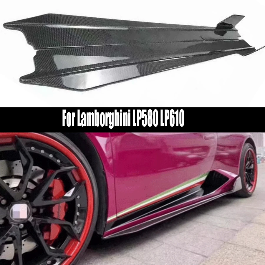 Para Lamborghini Huracán LP580 LP610 580, faldones laterales de fibra de carbono, splitters de parachoques laterales, faldones laterales, alerones laterales, kit de carrocería.
