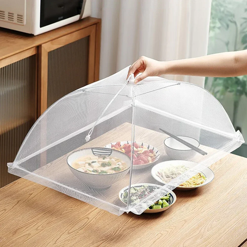 Cubierta plegable para mesa de comedor, cubierta grande emergente de malla blanca para alimentos, tienda, cubierta para mesa de comedor para el hogar, a prueba de polvo y moscas, 1 ud.