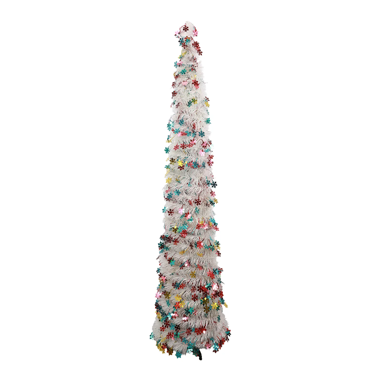 5FT Pop Up Christmas Tree with Modes Collapsible Colorful Sequin Christmas Pencil Trees For Holiday Xmas Fireplace Party Decor