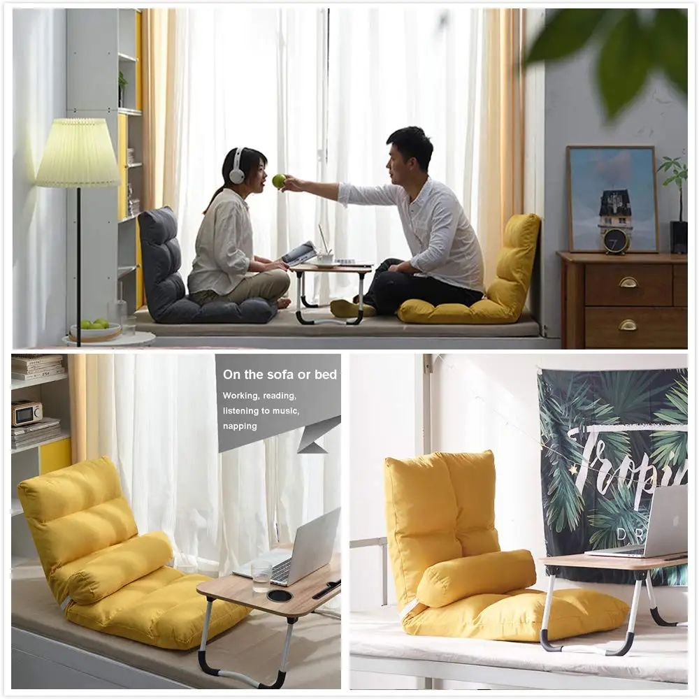 Multifunction Lap Desk with Storage Drawer & Cup Holder, 23" Walnut Laptop Tray for Sofa, Bed or Floor - Foldable & Adjustable