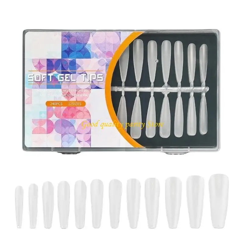 

M4YA Soft Gel Tips Pre-filed Almond/Stilettos Tips Full Cover Tips Press On 12 Sizes Artificial Fake