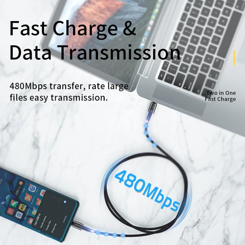 Кабель Essager USB C PD100W 60 Вт для быстрой зарядки мобильных устройств — пример использования
