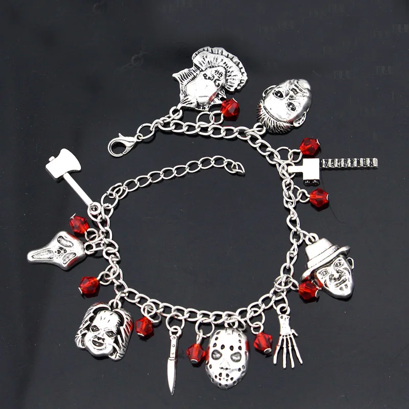 Halloween Chucky Face Pennywise Charms Bracelet Horror Movie Bangles Men Jewelry Gift