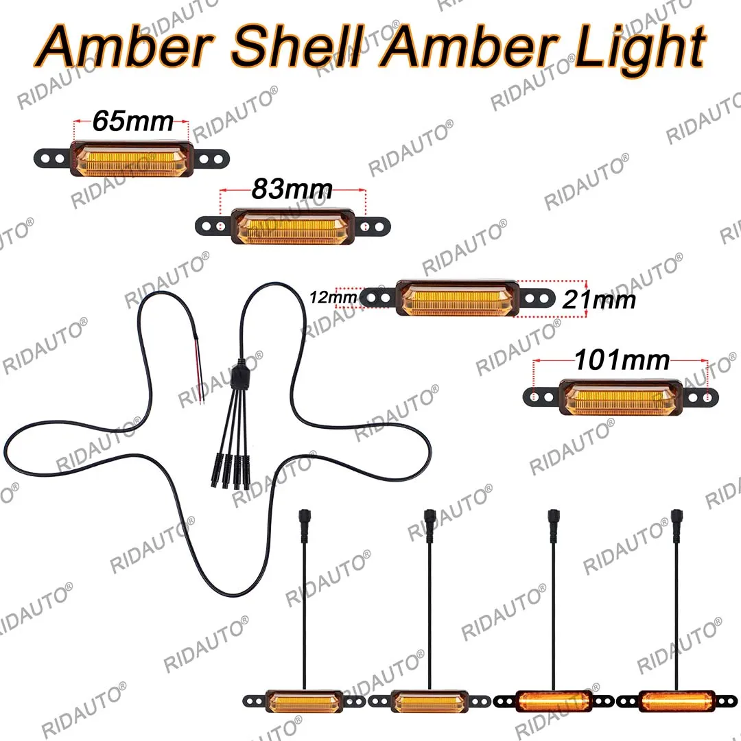 4PCS Amber White LED Light Yellow Raptor Style LED Lamp Translucent Housing LED Lights For HMT Aftermarket Grille DIY LED Lights