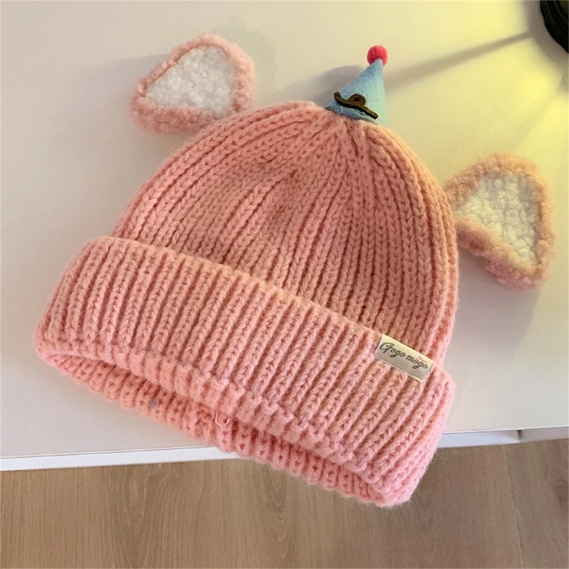 Gorro punto a con oreja dibujos animados para uso diario informal o deportivo. Nave descenso