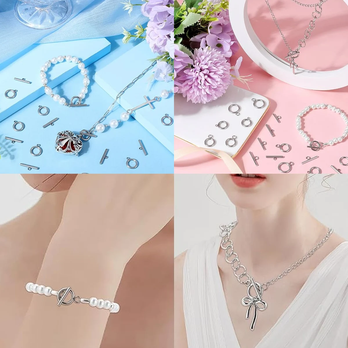 Rings&Toggle Clasps Round Bar Stainless Steel OT For Jewelry Making Necklaces Bracelets Pendants DIY Handmade Accessories