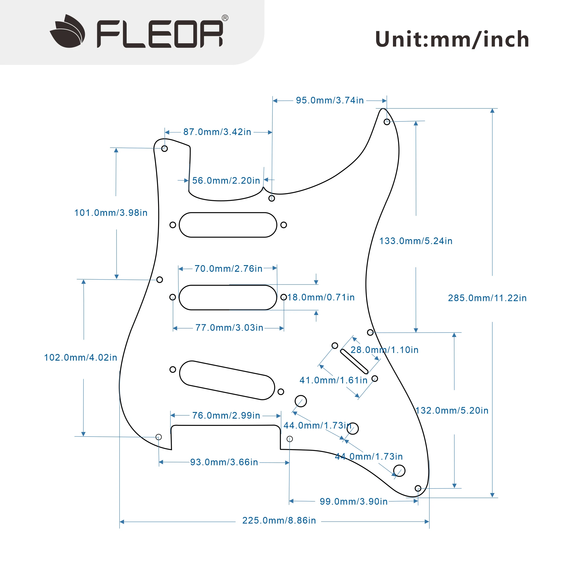 FLEOR SSS 8 Hole Vintage ST Pickguard SSS Guitar Scratchplate Plastic for USA FD ST Guitar -Black 3Ply /Cream