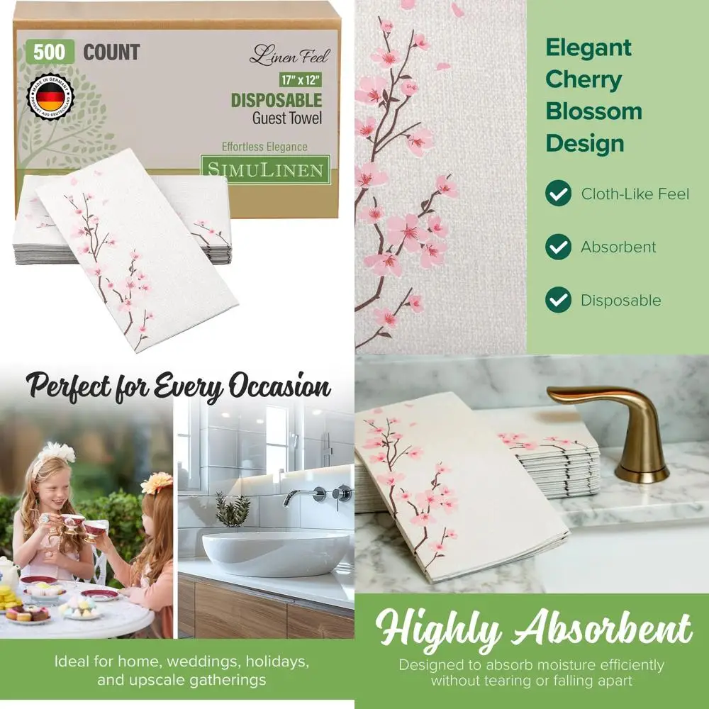 

Linen-Feel Disposable Paper Towels, Single-Use, 12x17, 500 Count, Made in Germany