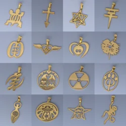 3pcs Stainless Steel Gold Color Dandelion Heart Ziggy Stardust Logo African Symbol Pendant Charms for Jewelry Making Accessories