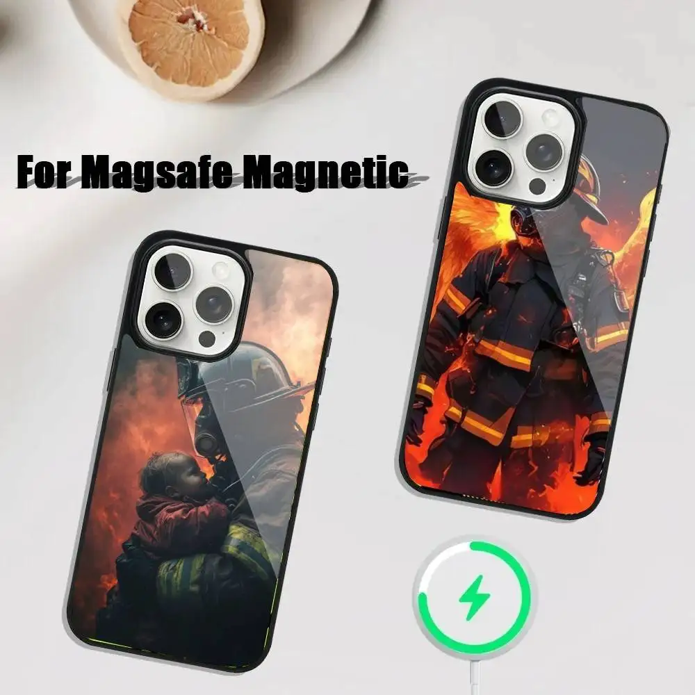 

Firefighters Phone Case For iPhone 16,15,14,13,12,11,Plus,Pro,Max Mini Magsafe Magnetic Wireless Charging