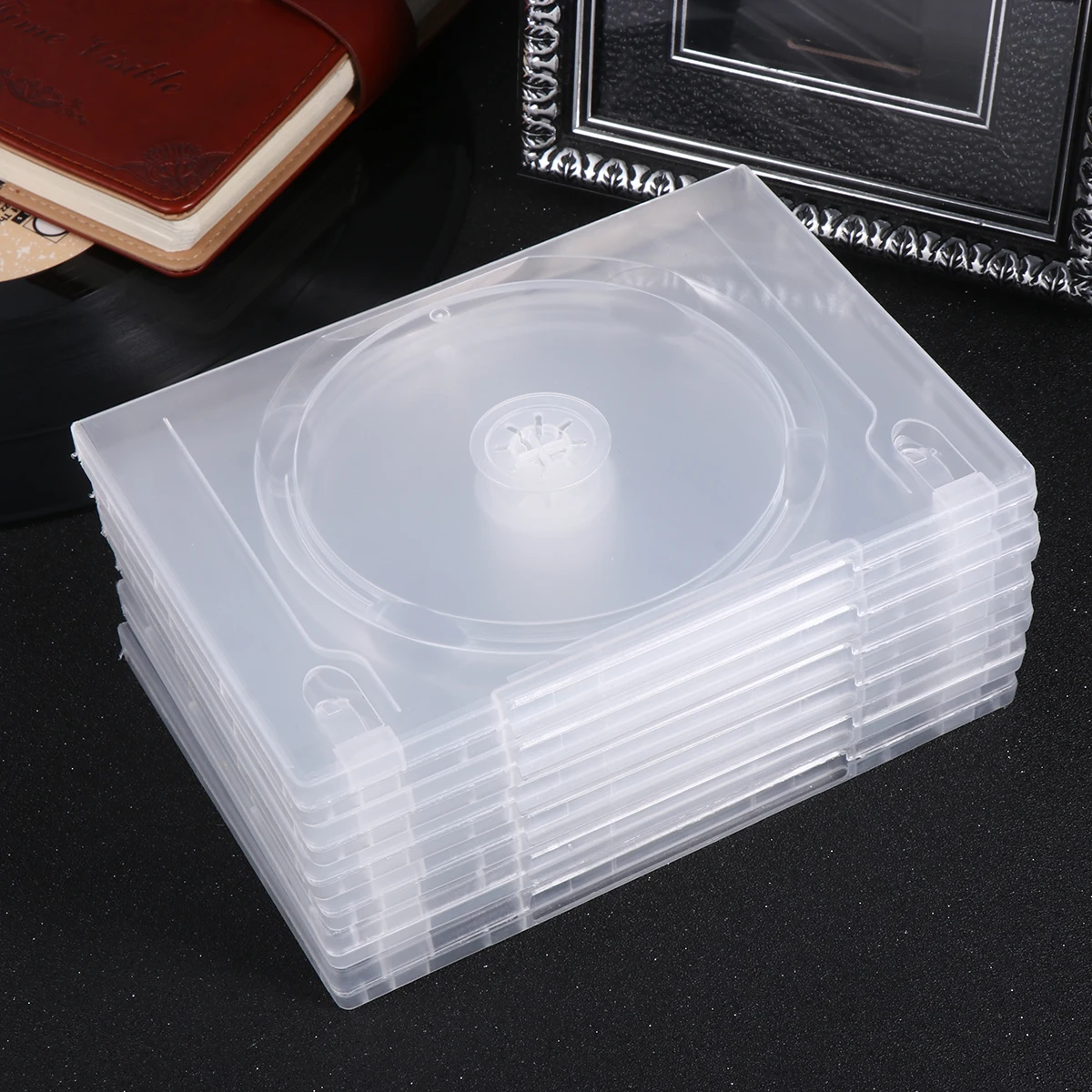 

6pcs Cd Storage Box Transparent Dvd Case Portable Double Disc Large Capacity Media Video Storage For Home Cinema Separate Design