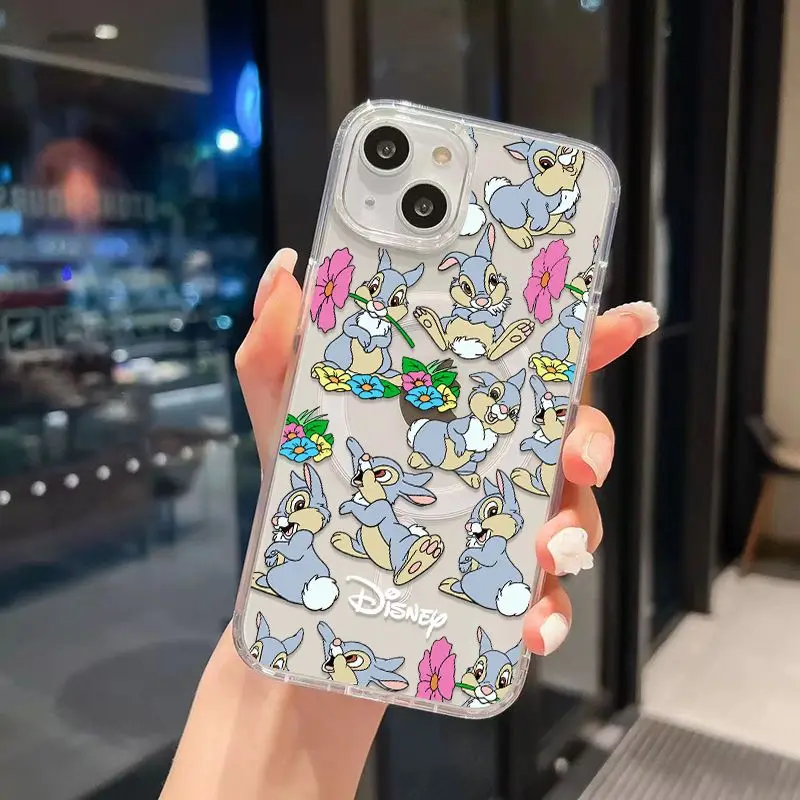 Cute Bambi Thumper Rabbit Magsafe Magnetic Phone Case for iPhone 16 15 14 13 12 11 8 7 Plus Pro Max X XR XSMax Soft Clear Cover