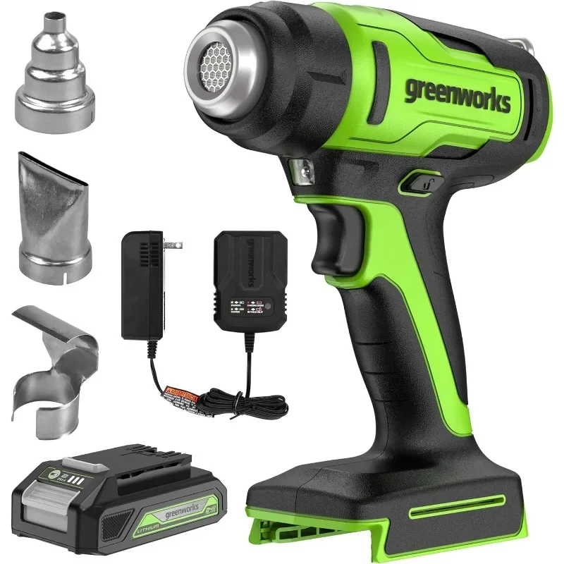 

Greenworks 24V Cordless Heat Gun,2.0Ah Battery & Charger Included - Hot Air Tool Kit, Max to 1000℉/538℃ with 3 Nozzles for Home