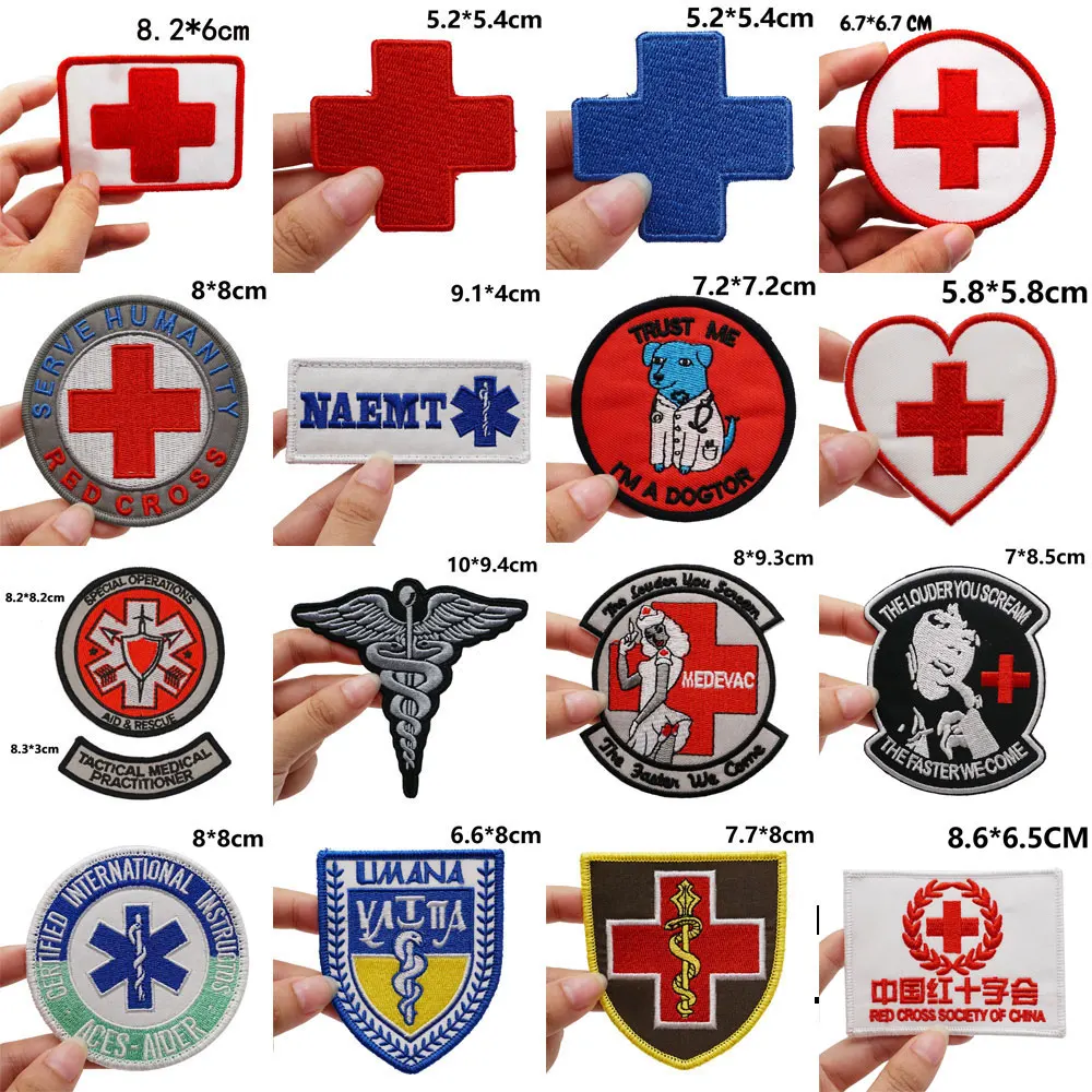 medical treatment Tactical Embroidery Patches for Backpacks and Clothing military Accessories with Hook backing or iron back